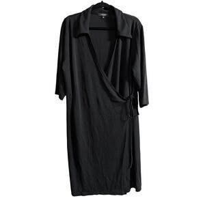 Karen Kane Lifestyle Women's Plus Size Black Knee Length Wrap Dress Size 2X